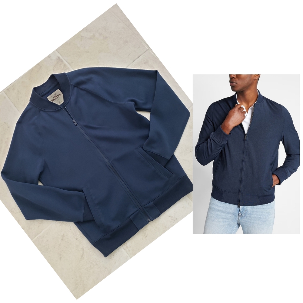 HOLLISTER Lightweight Bomber Jacket Navy Blue size Small